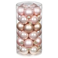 60x stuks kleine glazen kerstballen parel roze 4 cm - Kerstbal