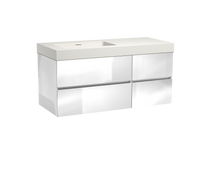 Storke Edge zwevend badmeubel 120 x 52 cm hoogglans wit met Mata High asymmetrisch linkse wastafel in mat witte solid surface - thumbnail