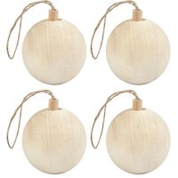 4x Kerstboom decoratie ballen van licht hout 6,4 cm