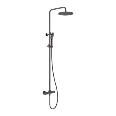 Regendoucheset MAY Opbouw met Thermostaat, Incl. 3-Standen Handdouche & Hoofddouche 25 cm Geborsteld Carbon Black PVD