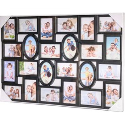Decopatent® XL Fotolijst Collage voor 24 Foto&apos;s van (15x10 & 10x15 Cm) - Fotolijsten - Fotolijstje met 24 fotokaders - 86.5 x 58Cm