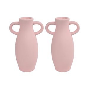 2x Stuks Decoratie Amphora kruik of vaas - roze terracotta - D12 x H20 cm