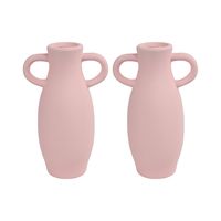 2x Stuks Decoratie Amphora kruik of vaas - roze terracotta - D12 x H20 cm