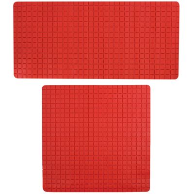 MSV Douche/bad anti-slip matten set badkamer - rubber - 2x stuks - rood - 2 formaten