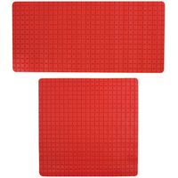 MSV Douche/bad anti-slip matten set badkamer - rubber - 2x stuks - rood - 2 formaten - thumbnail