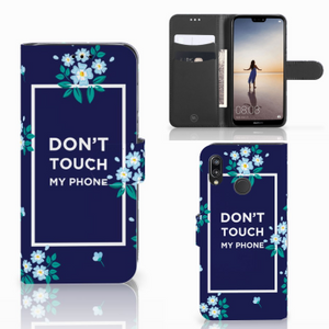 Huawei P20 Lite Portemonnee Hoesje Flowers Blue DTMP