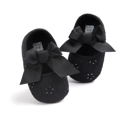 Zachte bodem antislip peuter schoenen prinses schoenen voor baby (zwart)