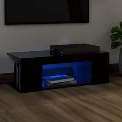 Tv-meubel met LED-verlichting 90x39x30 cm zwart