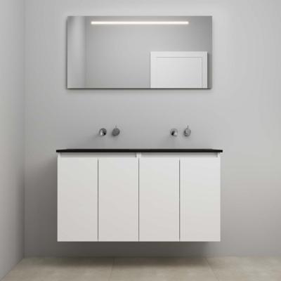 On-Line Badkamermeubelset - 120 cm - Voorgemonteerd - Greeploze Ladestructuur - Acryl Wastafel - zonder Kraangat - Spiegel met LED-Verlichting - Hoogglans Wit