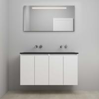 On-Line Badkamermeubelset - 120 cm - Voorgemonteerd - Greeploze Ladestructuur - Acryl Wastafel - zonder Kraangat - Spiegel met LED-Verlichting - Hoogglans Wit