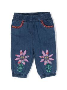 Stella McCartney Kids jean cigarette à fleurs brodées - Bleu