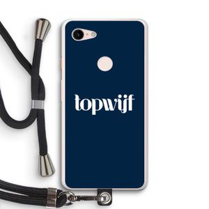 Topwijf Navy: Pixel 3 XL Transparant Hoesje met koord
