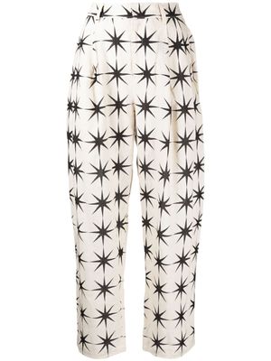 JNBY pantalon de tailleur imprimé à coupe droite - Marron
