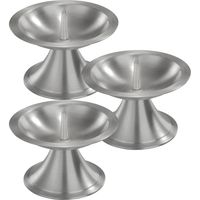 3x Luxe metalen kaarsenhouders zilver voor stompkaarsen van 7-8 cm