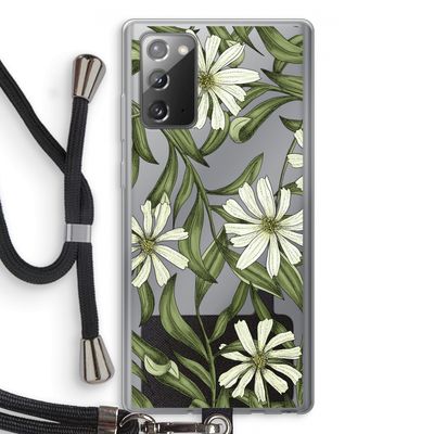 Wit bloemenpatroon: Samsung Galaxy Note 20 / Note 20 5G Transparant Hoesje met koord