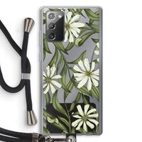Wit bloemenpatroon: Samsung Galaxy Note 20 / Note 20 5G Transparant Hoesje met koord