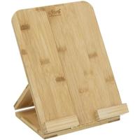 Tablet/iPad houder - naturel - 26 x 20 cm - bamboe hout - standaard - Tablethouder - iPadhouder
