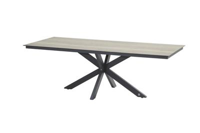 Minerva Tafelframe Antracite met HPL Teak Pattern Tafelblad 220 x 95 cm - 4so