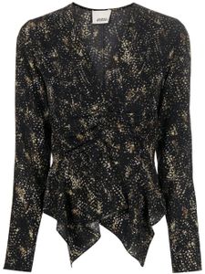 ISABEL MARANT Ulietta abstract-print silk top - Noir