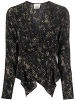 ISABEL MARANT Ulietta abstract-print silk top - Noir - thumbnail