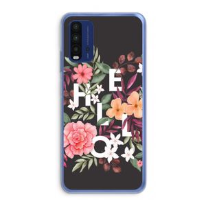 Hello in flowers: Xiaomi Redmi 9T Transparant Hoesje