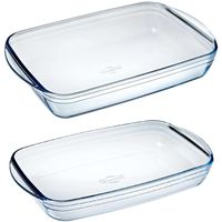 Set van 2x stuks rechthoekige glazen ovenschalen 2 en 3,6 liter