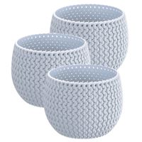 Set van 3x stuks plantenpotten/bloempotten kunststof dia 24 cm en hoogte 16 cm ijsblauw