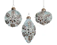 Kerstbal Glas Sneeuwvlok Hemelsblauw Ø8cm Assorti 1st