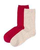 HEMA Dames Sokken Met Katoen - 2 Paar Rood (rood) - thumbnail