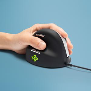 R-GO Tools HE (RGOHELELA) Ergonomische muis USB Maat: L Zwart/zilver 5 Toetsen 500 dpi, 1500 dpi, 2000 dpi, 3500 dpi Ergonomisch