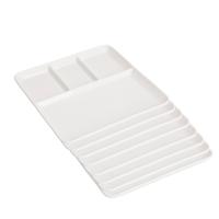 Gourmetbord - 8x - 4 vakjes - vierkant - wit - porselein - D25 cm - Fonduebord/barbecue bord