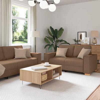Bankstel met kussen 3 pcs Bruin 220 x 78 x 84 cm Stof