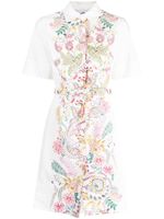 Evi Grintela robe-chemise courte Neda à fleurs - Blanc