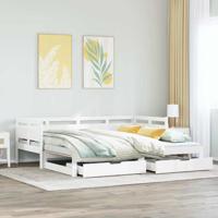 Slaapbank met onderschuifbed/lades zonder matras 90x190 cm wit