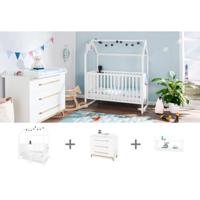 Set ledikant, commode en wandplank 'Hilda & Riva'