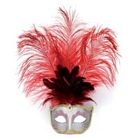 Carnavals oog masker rode veren