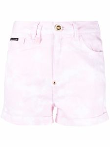 Philipp Plein short Hexagon en jean - Rose