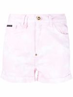 Philipp Plein short Hexagon en jean - Rose