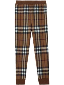 Burberry pantalon de jogging fuselé à carreaux - Marron