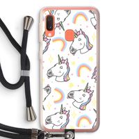Rainbow Unicorn: Samsung Galaxy A20e Transparant Hoesje met koord