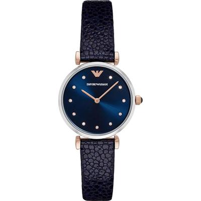 Emporio Armani Dames AR1989 &apos;Dress&apos; Crystal zwart lederen horloge