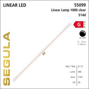 LED lamp Linear S14d 8W 2700K 680lm filament Segula dimbaar 55099