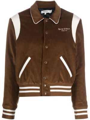 Sporty & Rich veste bomber côtelée à logo brodé - Marron