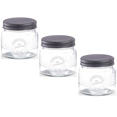 3x Glazen voorraadpotten/bewaarpotten 420 ml Old Fashioned 10 x 9 cm