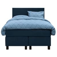 Leen Bakker - Boxspring Liv Egaal - 120x200 Cm - Vierkante Poot - Stof/Velvet - Blauw