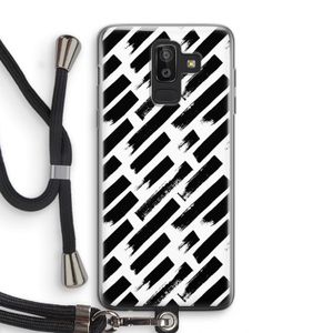 Zwarte vegen: Samsung Galaxy J8 (2018) Transparant Hoesje met koord