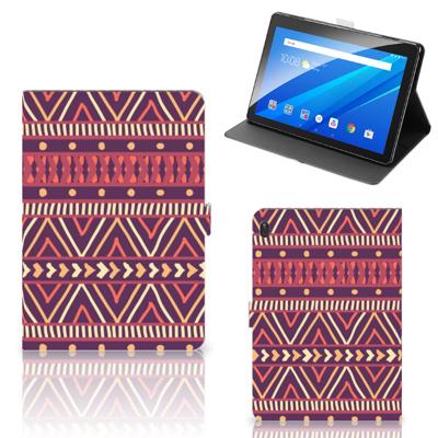 Lenovo Tab E10 Tablet Hoes Aztec Paars Lenovo Tab E10 Tablet Hoes Aztec Paars
