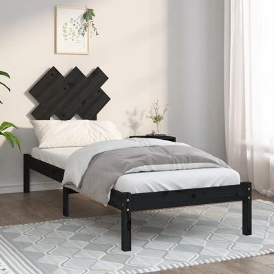 Bedframe massief hout zwart 75x190 cm