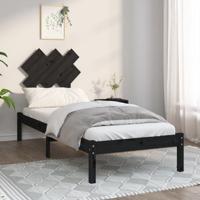 Bedframe massief hout zwart 75x190 cm