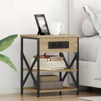 Nachtkastje met Oplaadstation 2 pcs Sonoma eiken Bewerkt hout